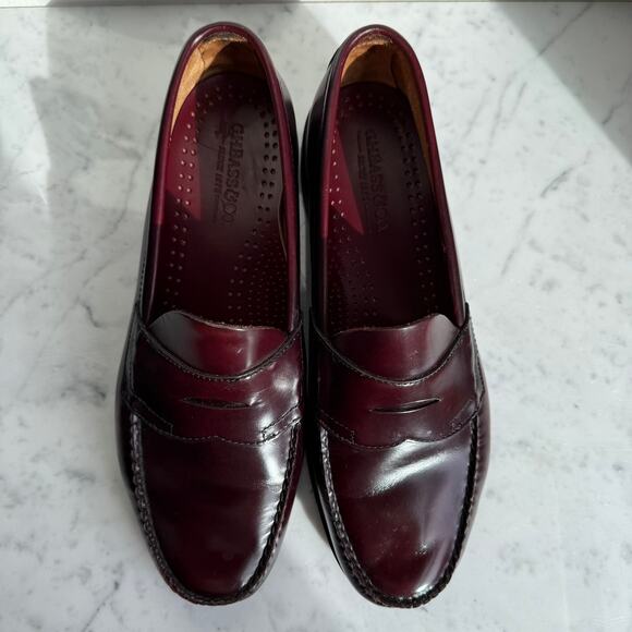 G.H. Bass Weejuns Penny Loafers Burgundy Leather 10.5 EE Wide - Picture 2 of 10